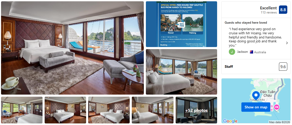 Verdure Lotus Classic Cruise on Lan Ha Bay via Booking.com