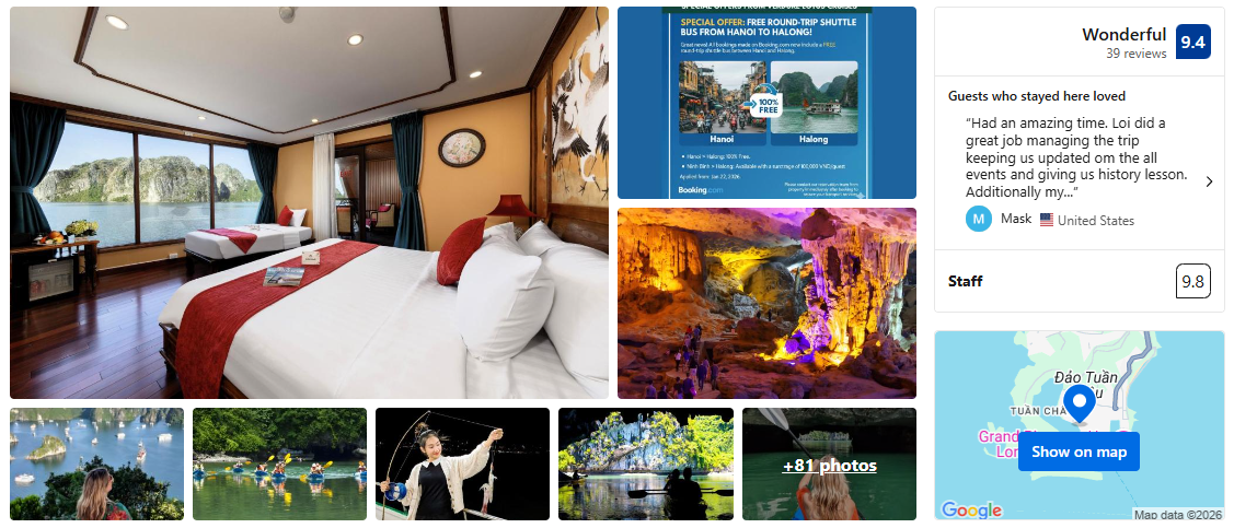 Verdure Lotus Grandeur Cruise on Halong Bay via Booking.com Platform