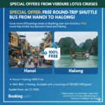 Special Offers from Booking.com: Free Round-Trip Shuttle Bus from Hanoi to Halong Bay.