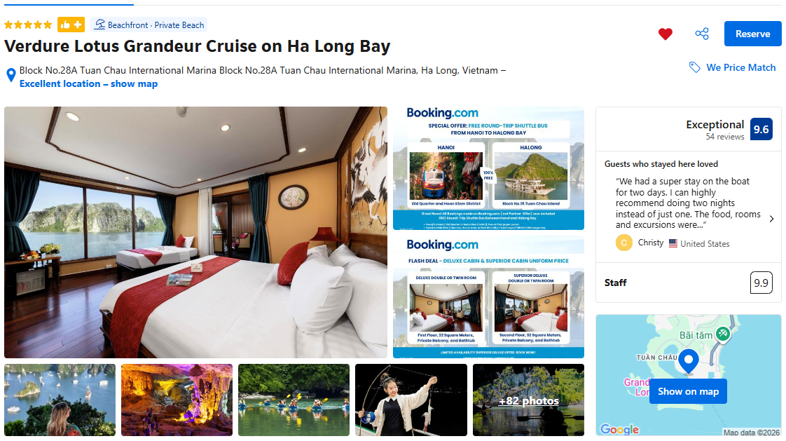 Verdure Lotus Grandeur Cruise on Halong Bay via Booking.com Platform