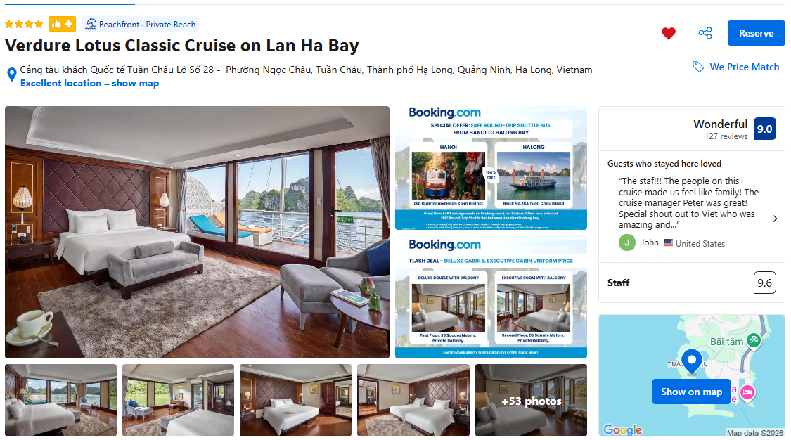 Verdure Lotus Classic Cruise on Lan Ha Bay via Booking.com