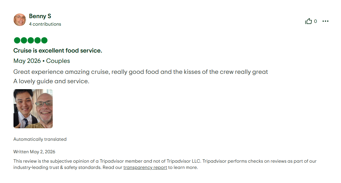 Verdure Lotus Grandeur Cruise on Ha Long Bay's Tripadvisor Reviews on 2nd of May 2026.