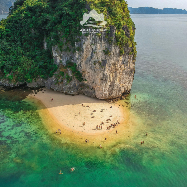 Ba Trai Dao Beach for 3 Days 2 Night Lan Ha Bay Itinerary on Verdure Lotus Classic Cruise.