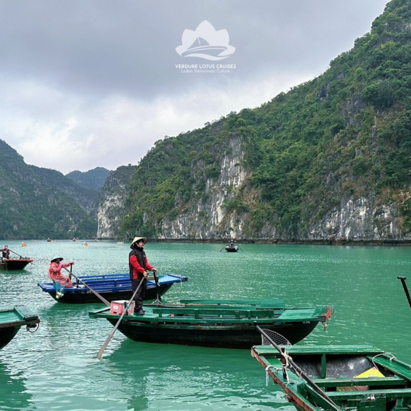 Bamboo Boat at Dark and Birght Cave on Verdure Lotus Classic Cruise.