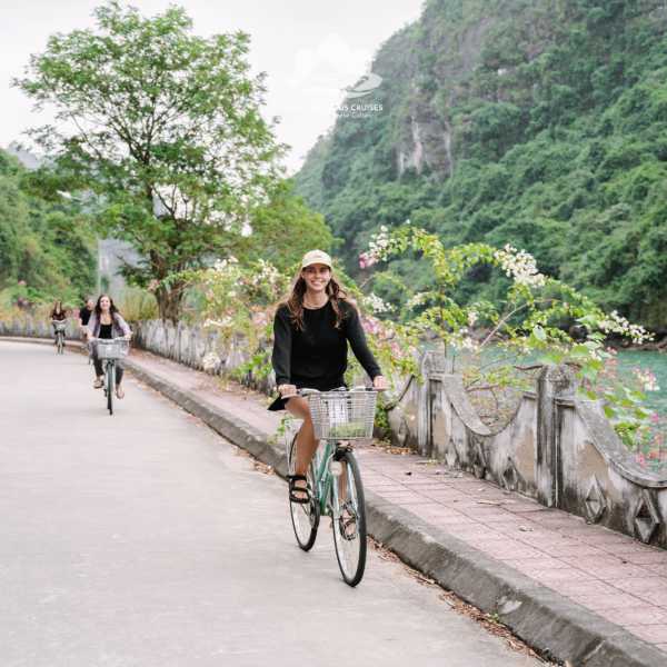 Bicycling on Viet Hai Village for 3 Days 2 Nights Lan Ha Bay Itinerary on Verdure Lotus Classic Cruise.