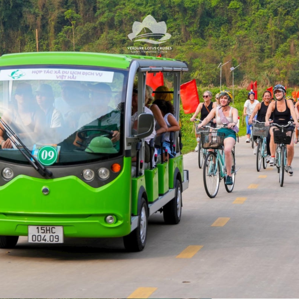 Bicycling on Viet Hai Village for 3 Days 2 Nights Lan Ha Bay Itinerary on Verdure Lotus Classic Cruise.