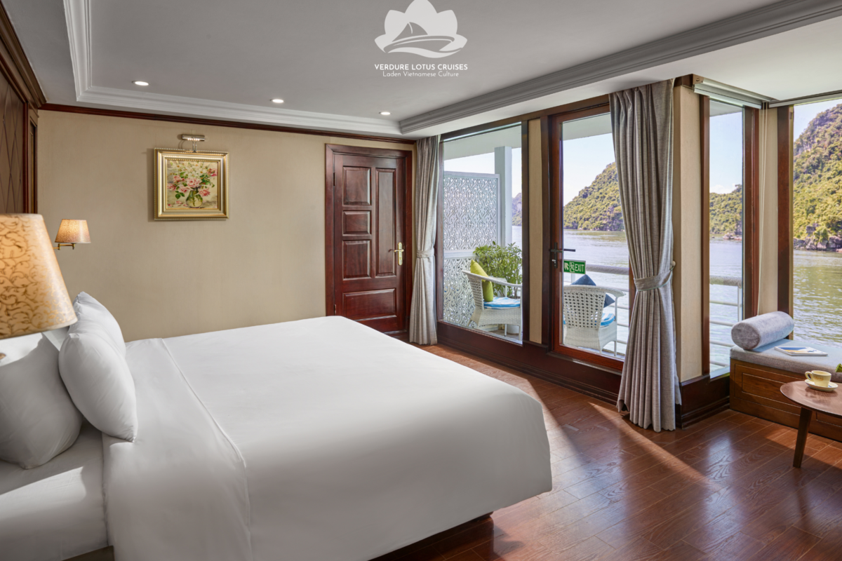 Deluxe Cabin is located on the first floor, 35sqm, bay view with panoramic windows, and private balcony. Executive Cabin is located on the second floor, 35sqm, bay view with panoramic windows, and private balcony
