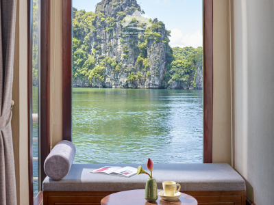 Deluxe Cabin is located on the first floor, 35sqm, bay view with panoramic windows, and private balcony. Executive Cabin is located on the second floor, 35sqm, bay view with panoramic windows, and private balcony