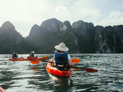 Kayaking at Tra Bau Floating Village Area for Verdure Lotus Classic Cruise on Lan Ha Bay.