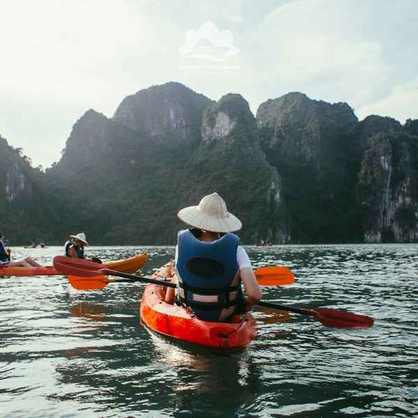 Kayaking at Tra Bau Floating Village Area for Verdure Lotus Classic Cruise on Lan Ha Bay.