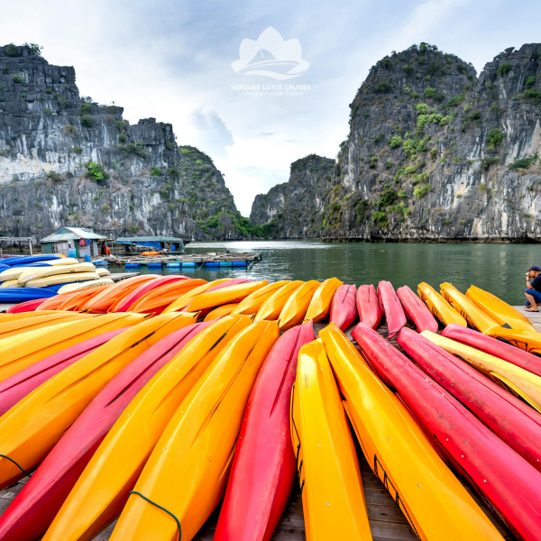 Kayaking at Tra Bau Floating Village Area for Verdure Lotus Classic Cruise on Lan Ha Bay.