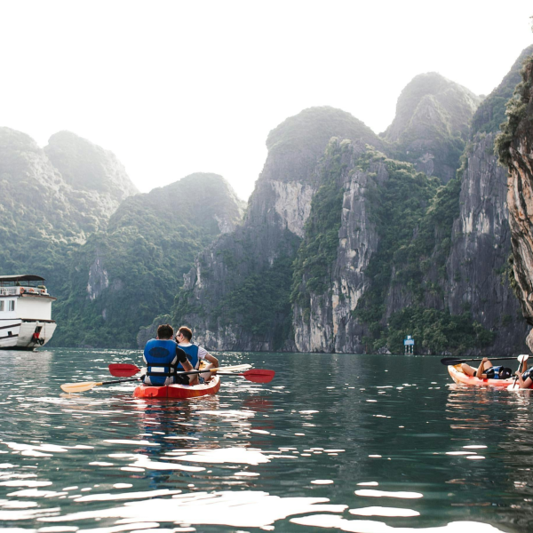 Kayaking at Tra Bau Floating Village Area for Verdure Lotus Classic Cruise on Lan Ha Bay.