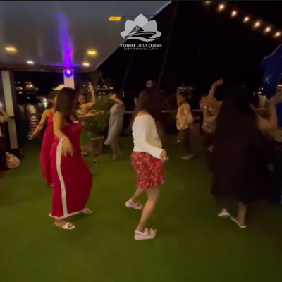 Dancing on Verdure Lotus Classic Cruise on Lan Ha Bay after Dinner.