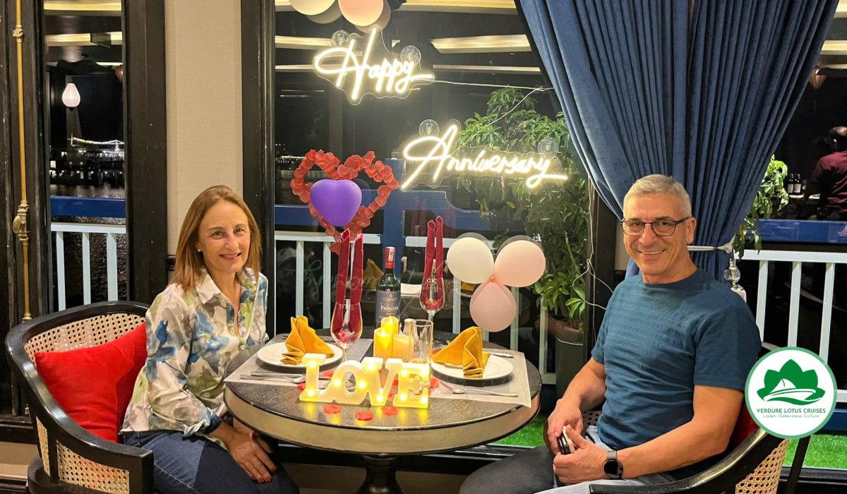 Happy Anniversary Setup on Verdure Lotus Luxury Cruise.