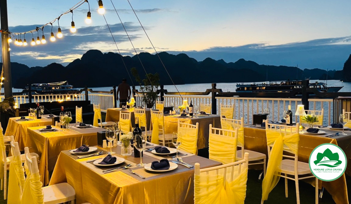 Dinner on Sundeck on Verdure Lotus Luxury Cruise