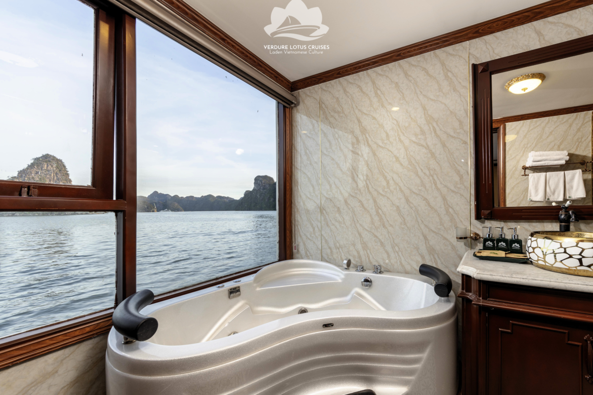 Jacuzzi Pool for Triple Cabin with Balcony and Royal Cabin with Balcony in Verdure Lotus Grandeur Cruise on Ha Long Bay.
