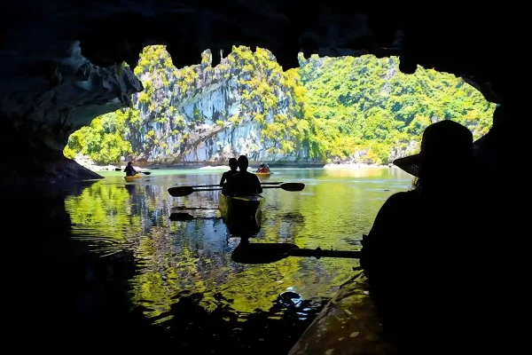 Kayaking on Dark Cave Lan Ha Bay